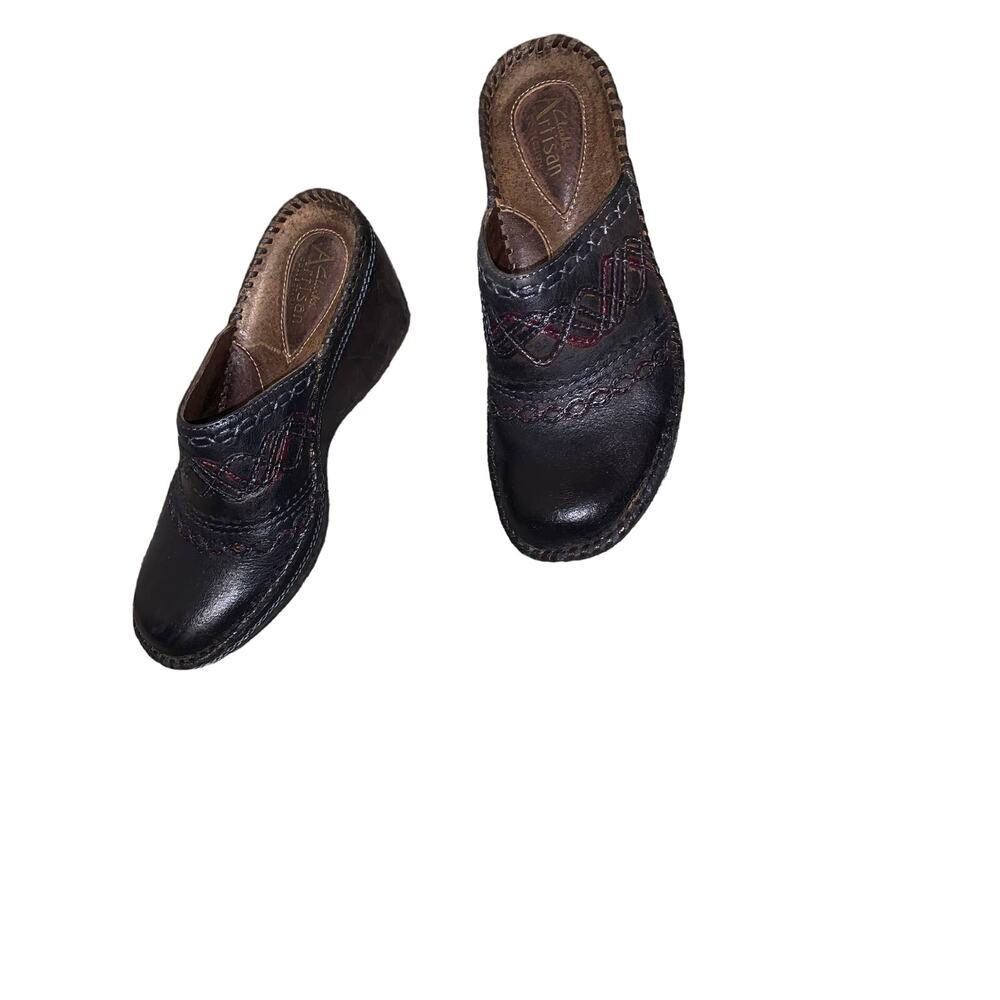 Clarks Artisan Slip-On Y2k Clogs Mule Stitched Le… - image 4